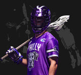 Michael Sowers, in a Philadelphia Waterdogs uniform, Wearing lacrosse equipment for a photo shoot